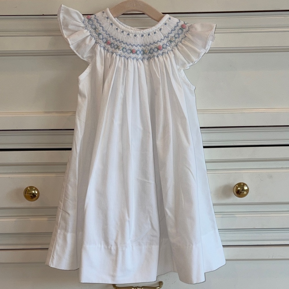 White Smocked Kids Dress